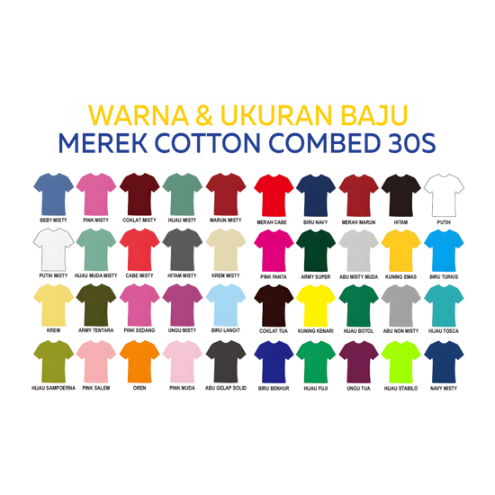 Baju Cotton Combed 30S Lengan Pendek