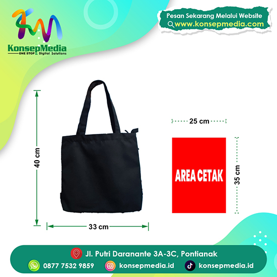 ToteBag Bahan Kanvas Premium Hitam