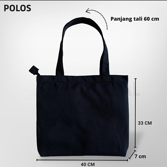 ToteBag Bahan Kanvas Premium Hitam