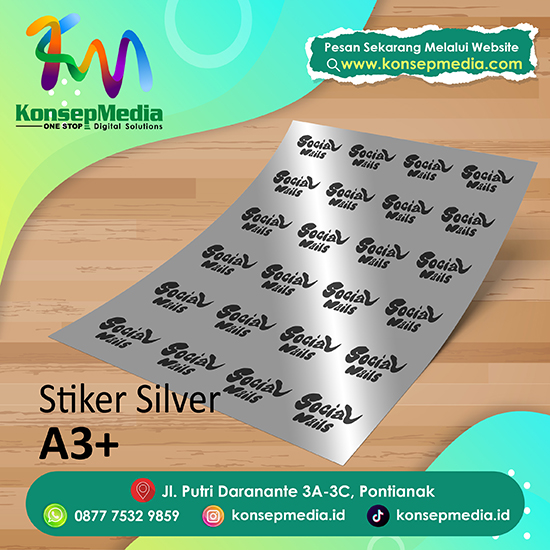 Sticker Silver A3+ Black White