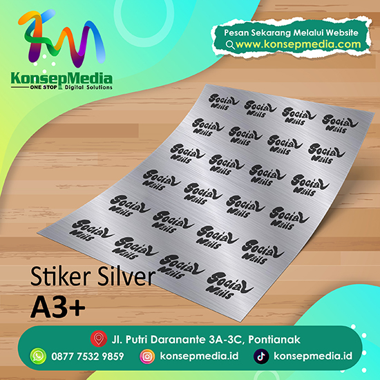 Sticker Silver A3+ Black White