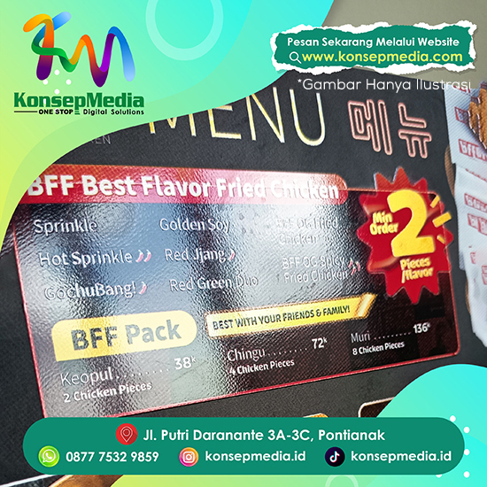 Menu A4 + Cetak UV + Gold + Varnish Tempel Foamboard